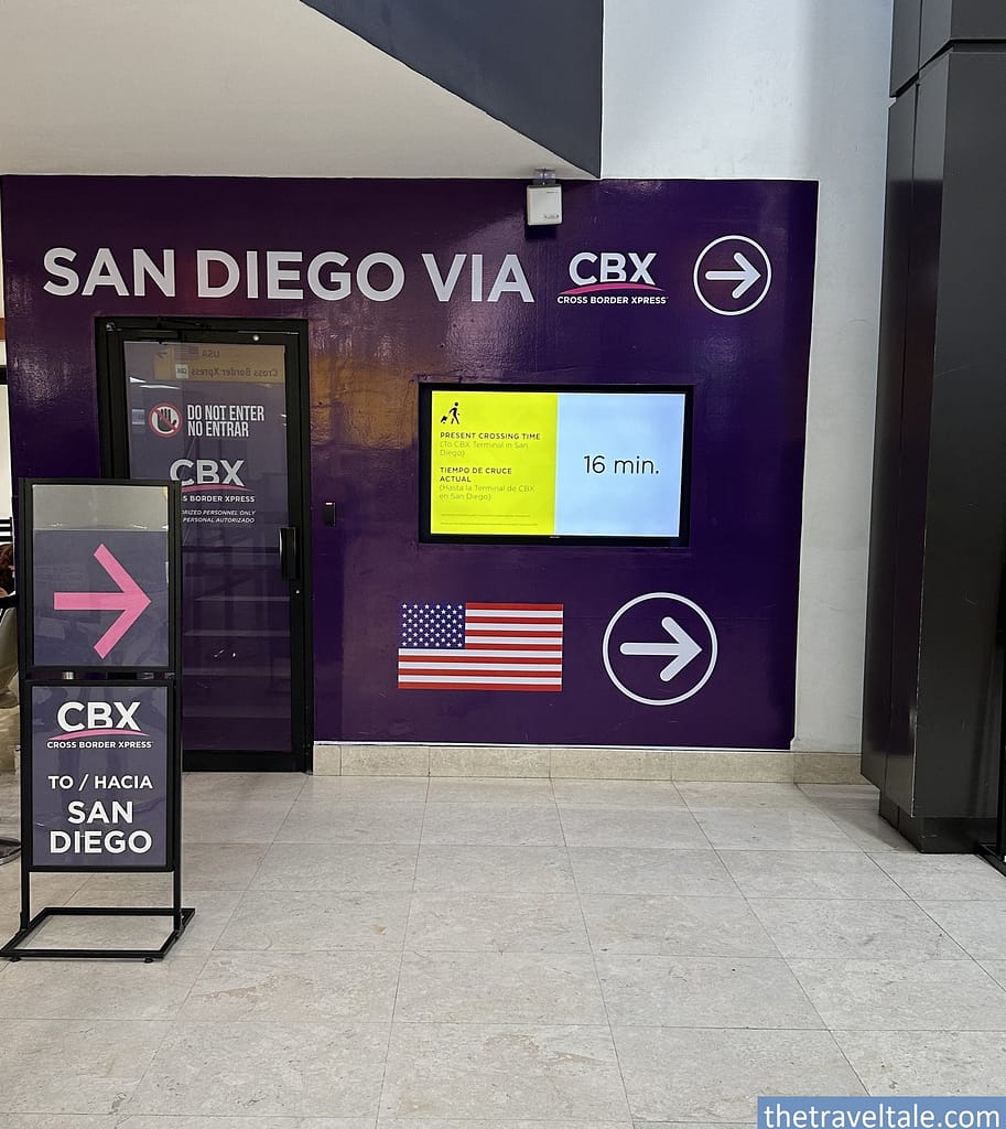 TIJ baggage area cbx signs to San Diego